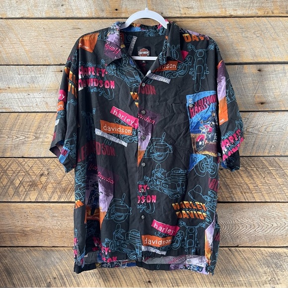 Vintage Harley Davidson Tori Richards Viscose Button Shirt Size XL Made in USA - Picture 13 of 14